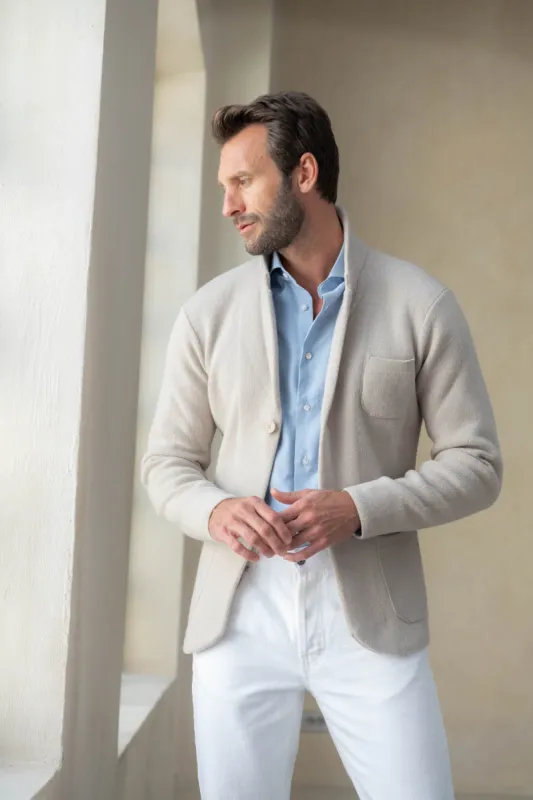 Stone Knitted Jacket – Wool And Cashmere – Made in Italy sold by Pini Parma
