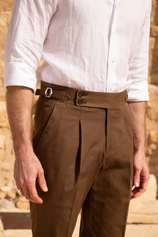 Brown cotton trousers "Soragna Capsule Collection" - Made in Italy sold by Pini Parma
