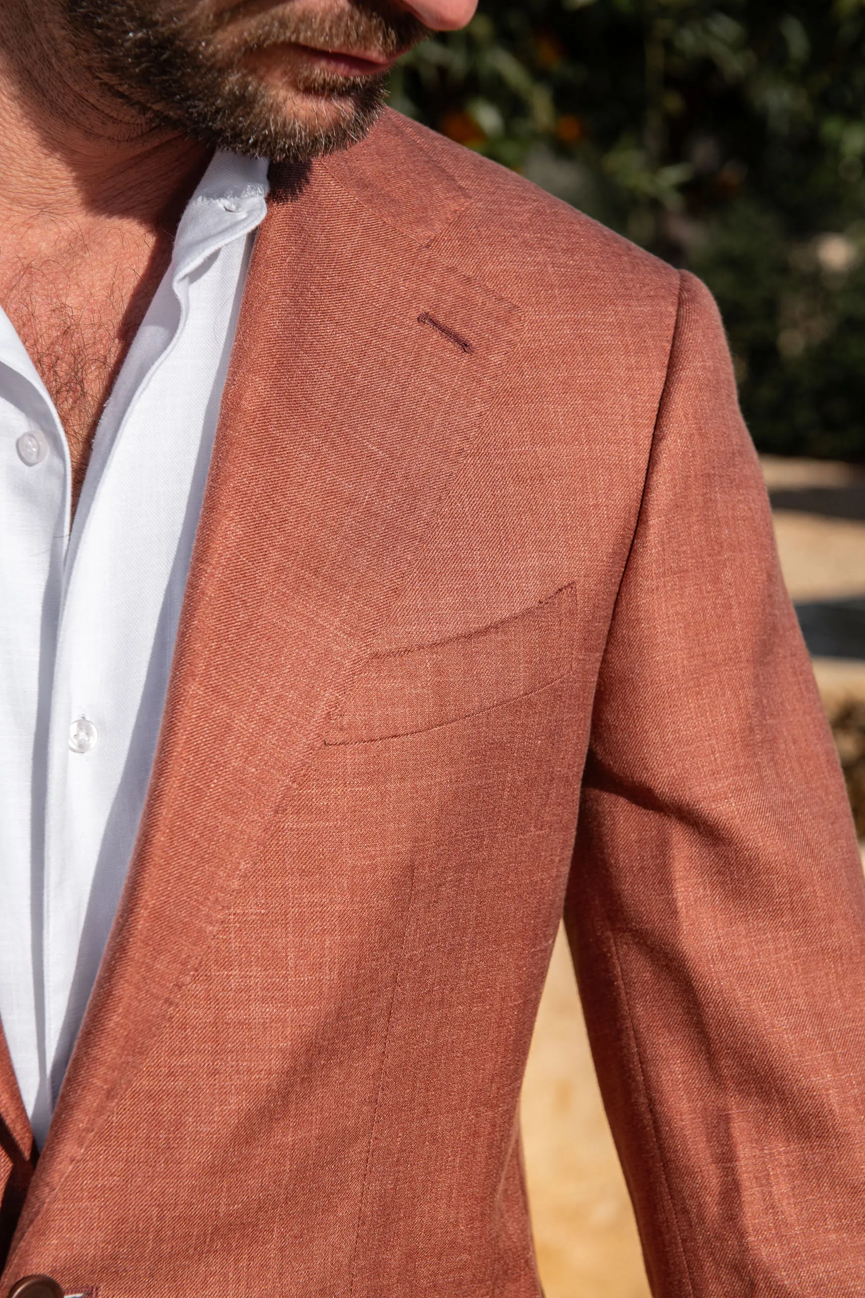 Rusty wool linen and silk jacket - Made in Italy sold by Pini Parma product image thumbnail 2