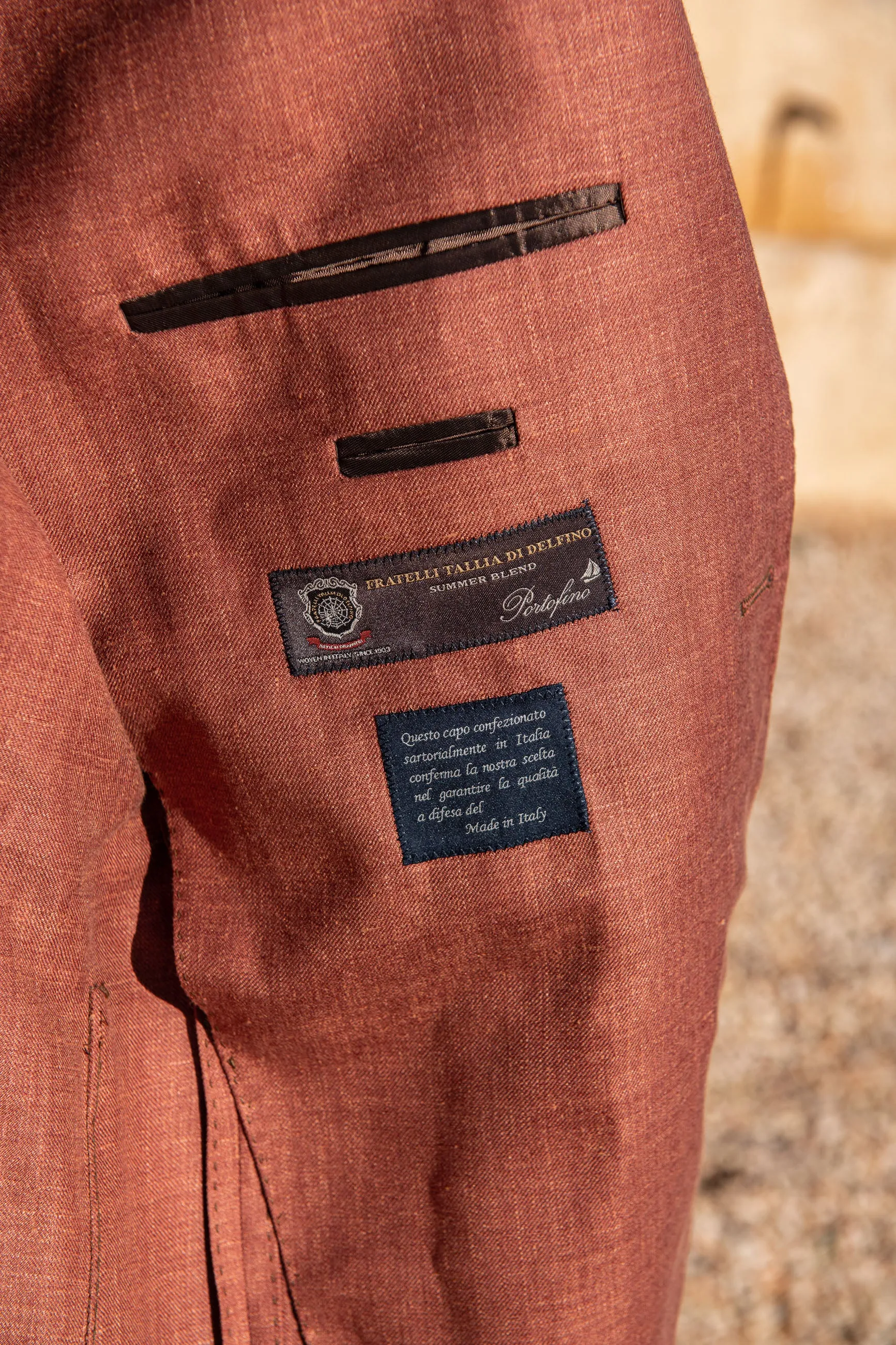 Rusty wool linen and silk jacket - Made in Italy sold by Pini Parma product image thumbnail 3