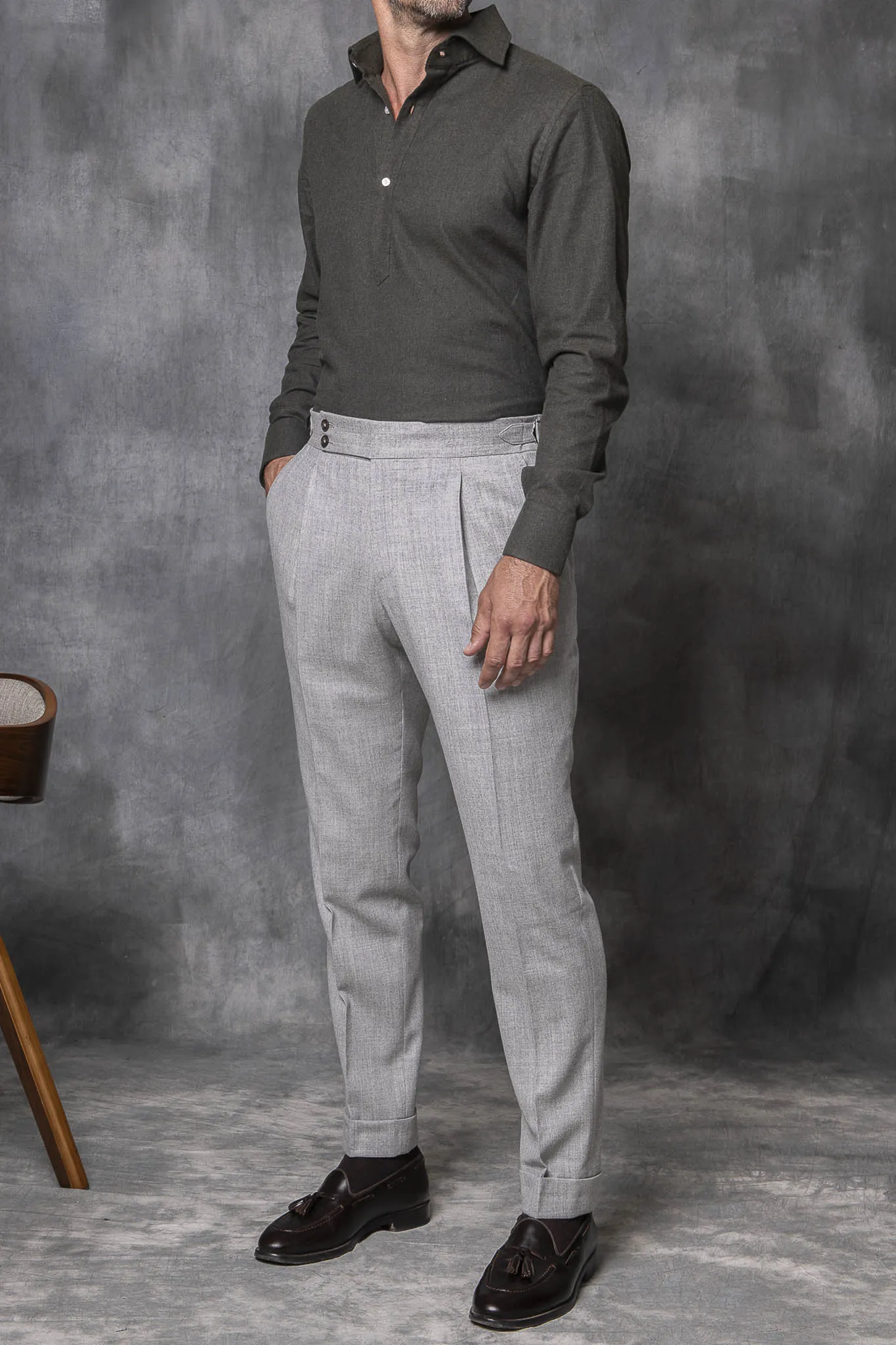 Green Popover Shirt - Flannel Touch - Made in Italy sold by Pini Parma product image thumbnail 4