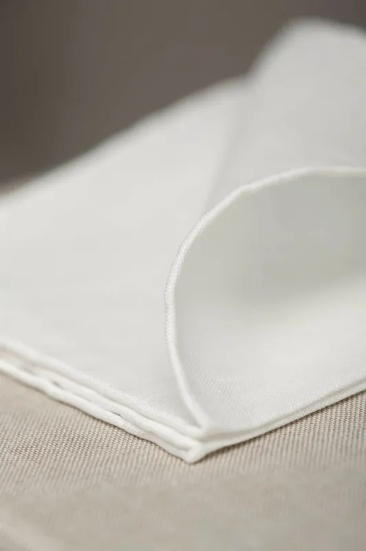 White linen pocket square - Made in Italy sold by Pini Parma