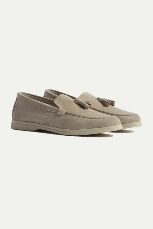 Sand suede tassel loafers - Made In Italy sold by Pini Parma