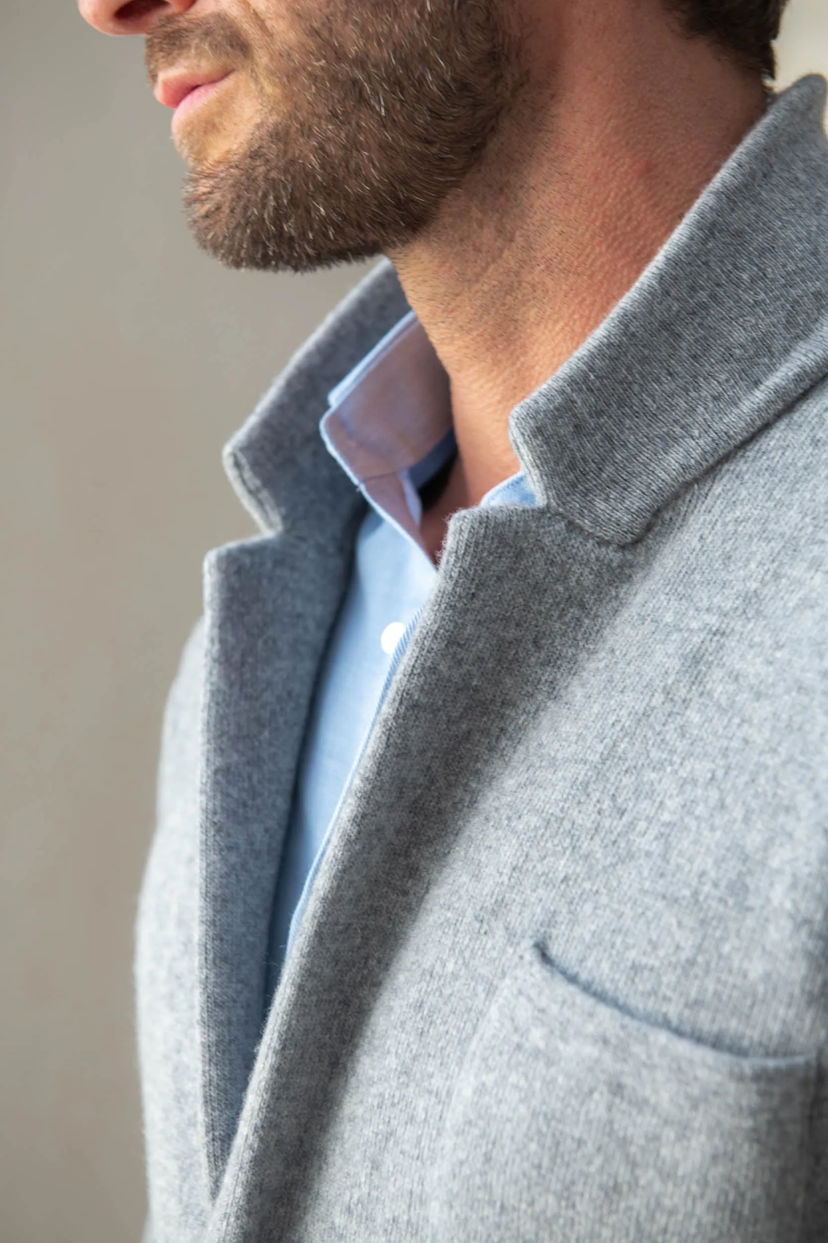 Grey knitted jacket – wool and cashmere – Made in Italy sold by Pini Parma product image thumbnail 2