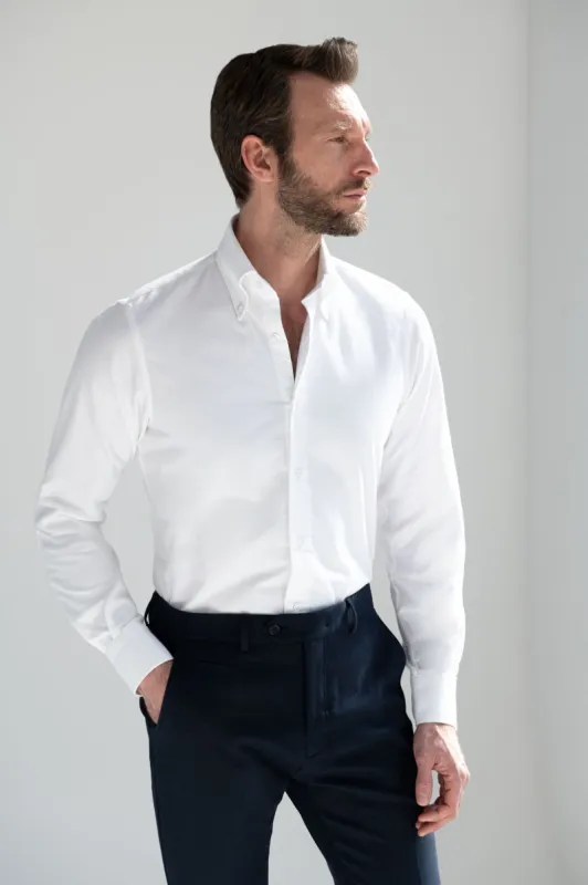 White soft oxford button down shirt - Made In Italy sold by Pini Parma