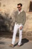 Sage suede hooded bomber jacket – Made in Italy sold by Pini Parma
