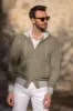 Sage suede hooded bomber jacket – Made in Italy sold by Pini Parma