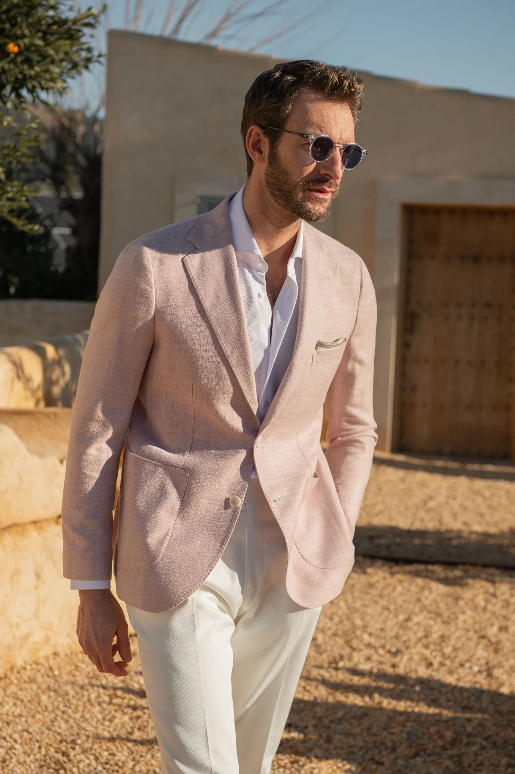 Pink jacket in cotton & silk - Made in Italy sold by Pini Parma