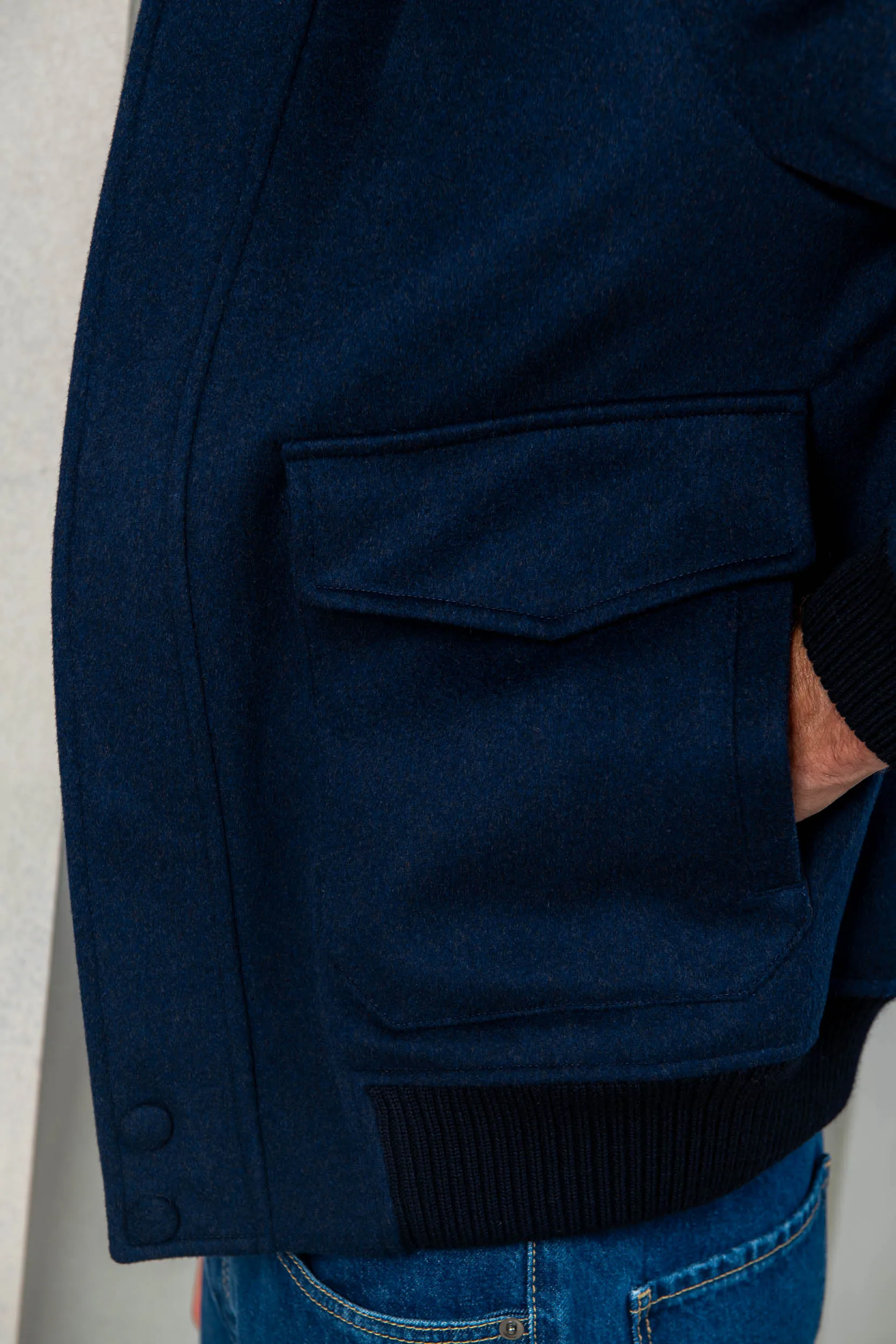 Blue short coat with removable shearling collar – Made in Italy sold by Pini Parma product image thumbnail 4