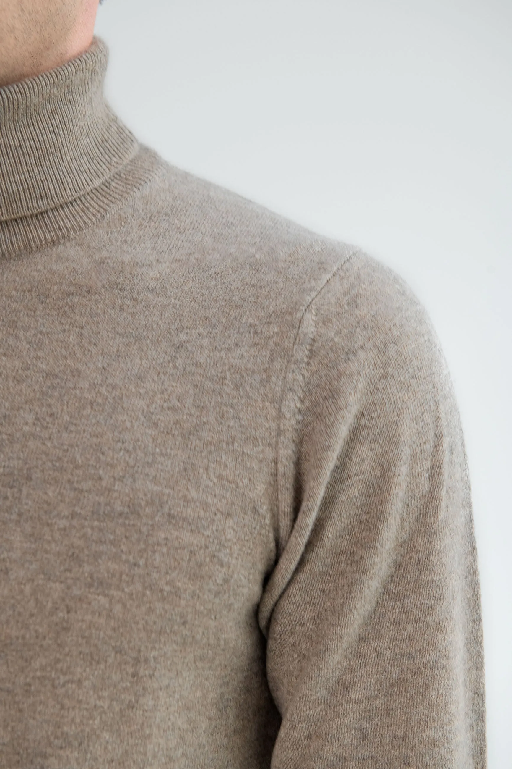 Taupe cashmere turtleneck – Made in italy sold by Pini Parma product image thumbnail 3