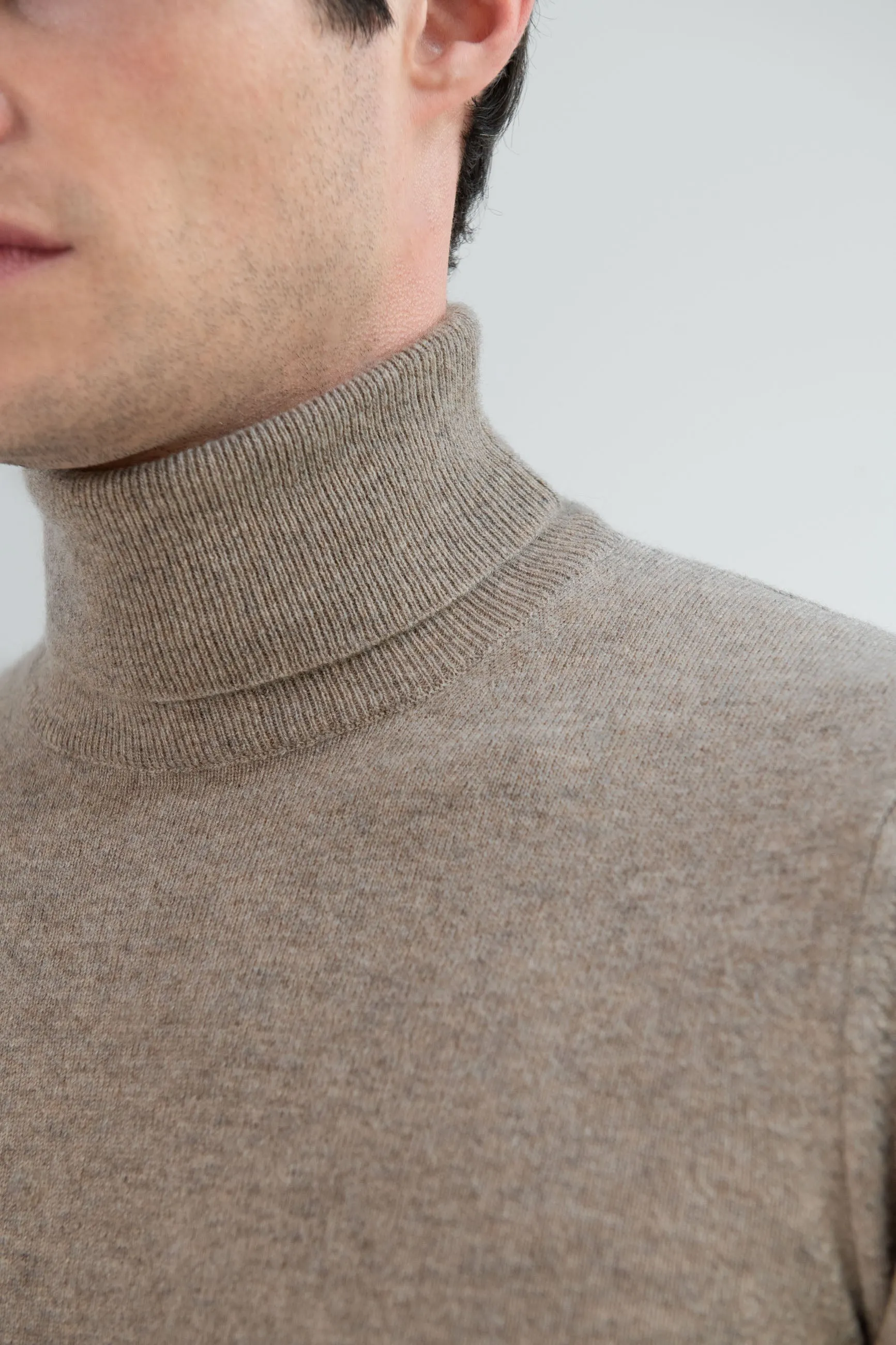Taupe cashmere turtleneck – Made in italy sold by Pini Parma product image thumbnail 2