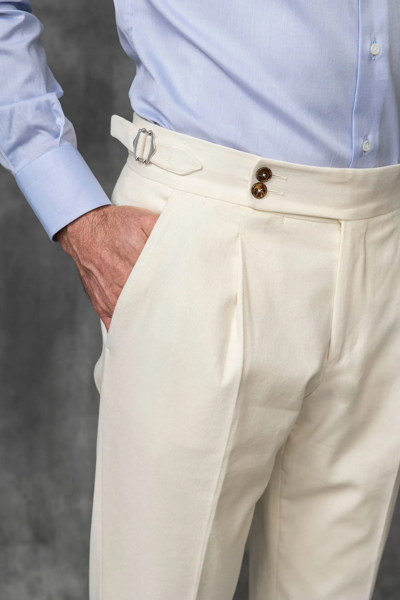 Off-white cotton Soragna trousers - Made in Italy sold by Pini Parma product image thumbnail 2