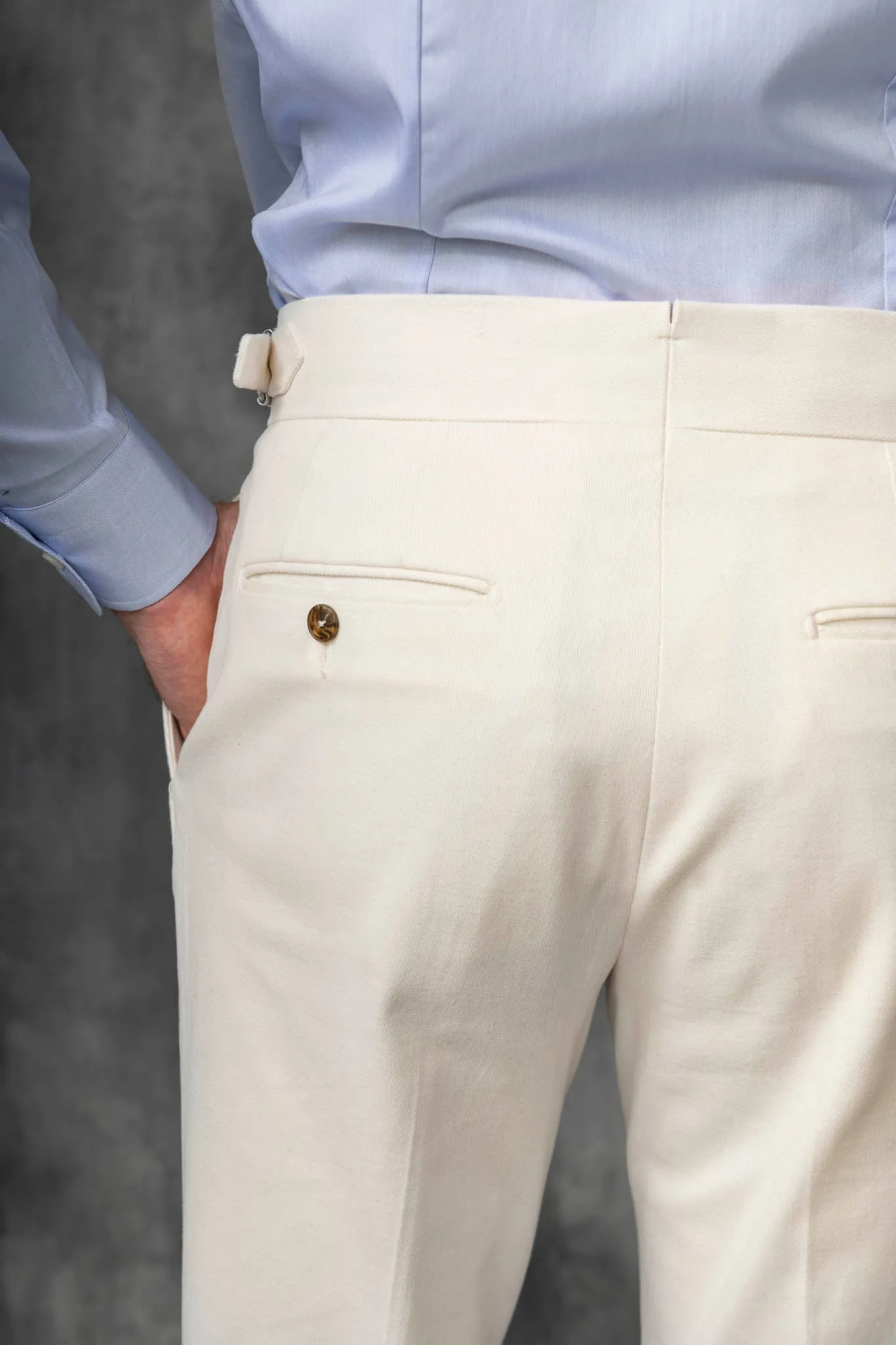 Off-white cotton Soragna trousers - Made in Italy sold by Pini Parma product image thumbnail 3