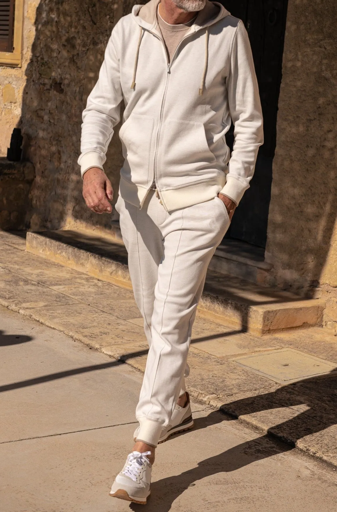 Off-white Leisure Zip Hoodie - Made in Italy sold by Pini Parma product image thumbnail 2