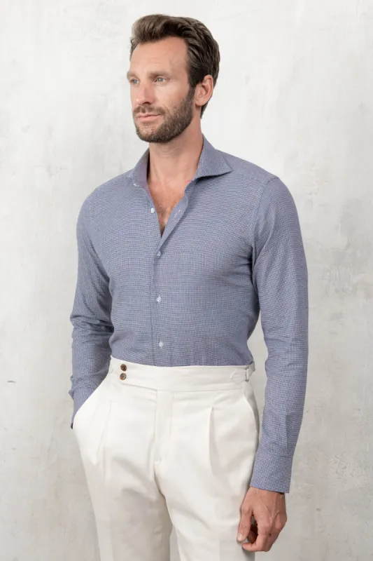 Light blue houndstooth shirt - Made In Italy sold by Pini Parma