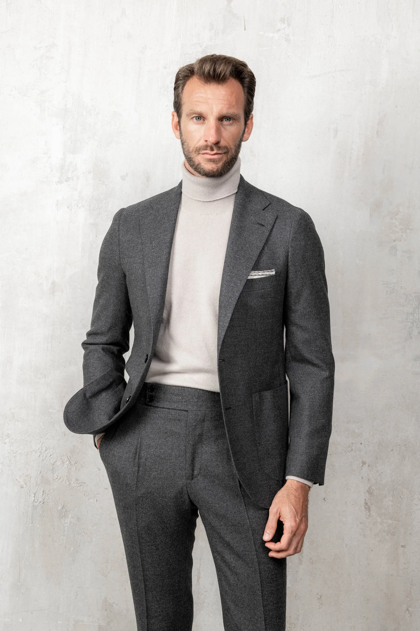 Anthracite Flannel jacket - Made in Italy sold by Pini Parma