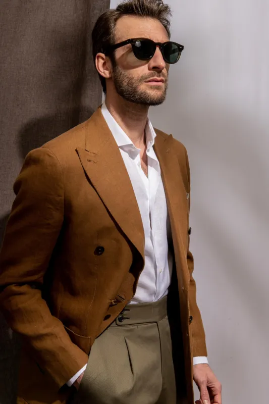 Curry double breasted jacket - Made in Italy sold by Pini Parma