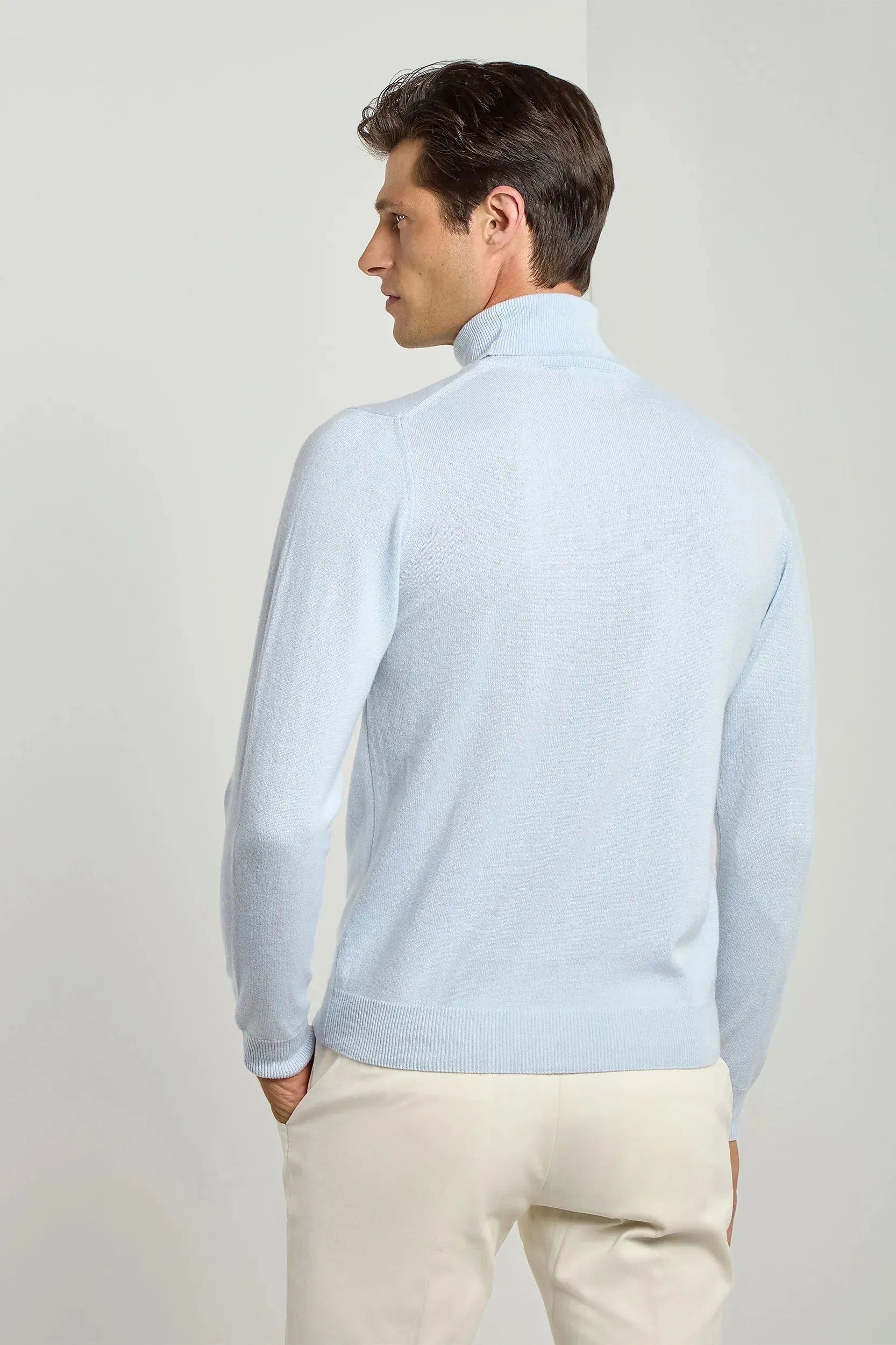 Light blue cashmere turtleneck – Made in italy sold by Pini Parma product image thumbnail 3