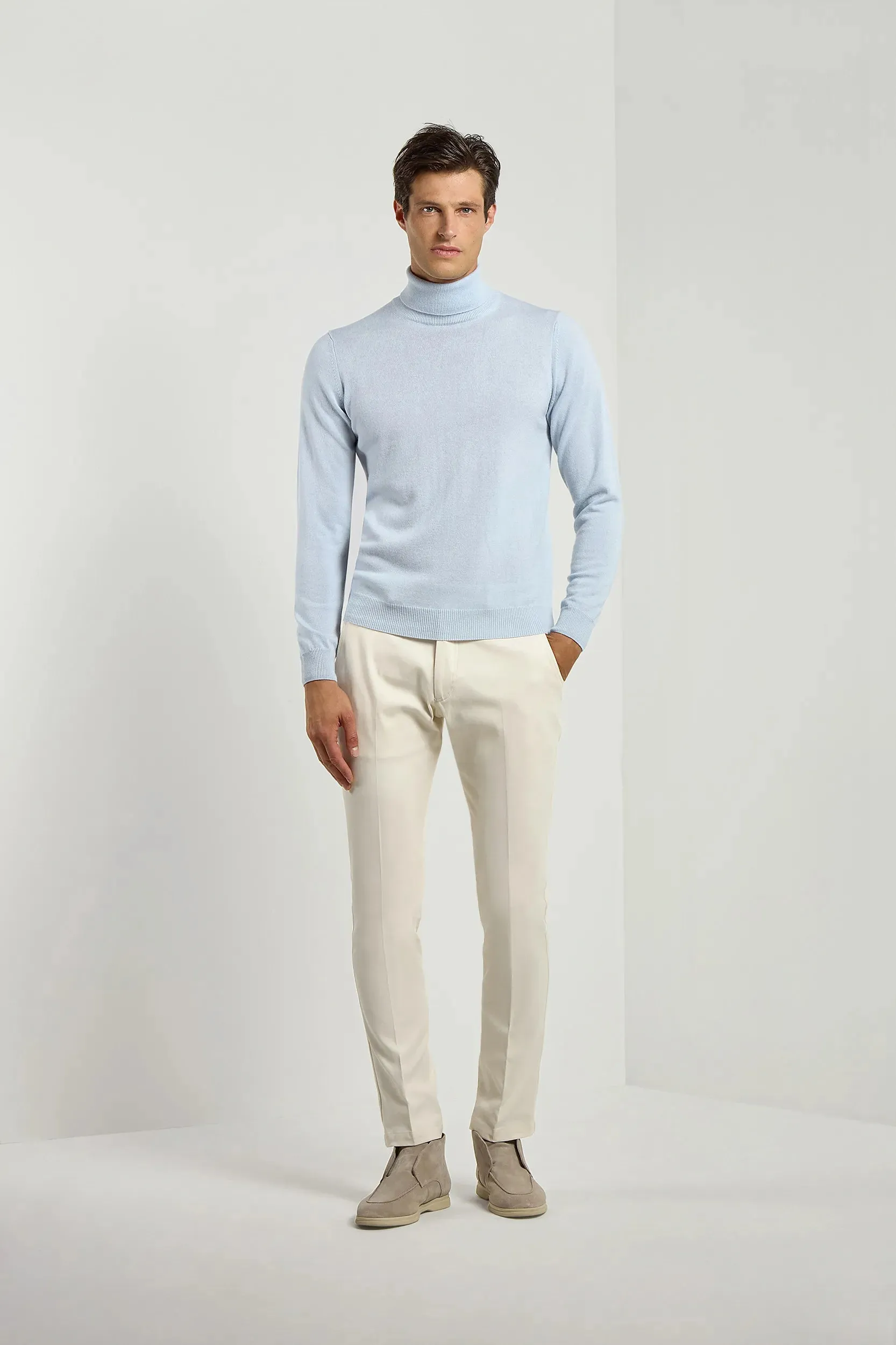 Light blue cashmere turtleneck – Made in italy sold by Pini Parma product image thumbnail 4