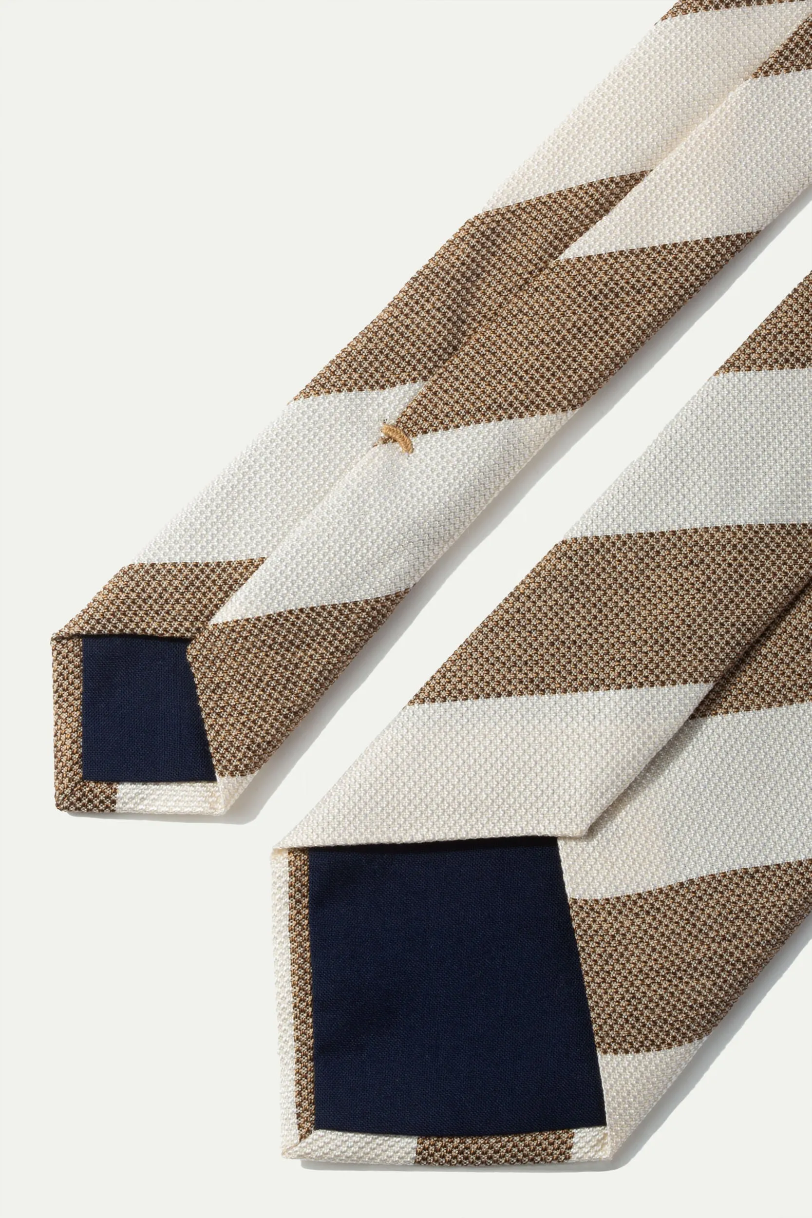 Taupe striped silk tie - Made In Italy sold by Pini Parma product image thumbnail 3