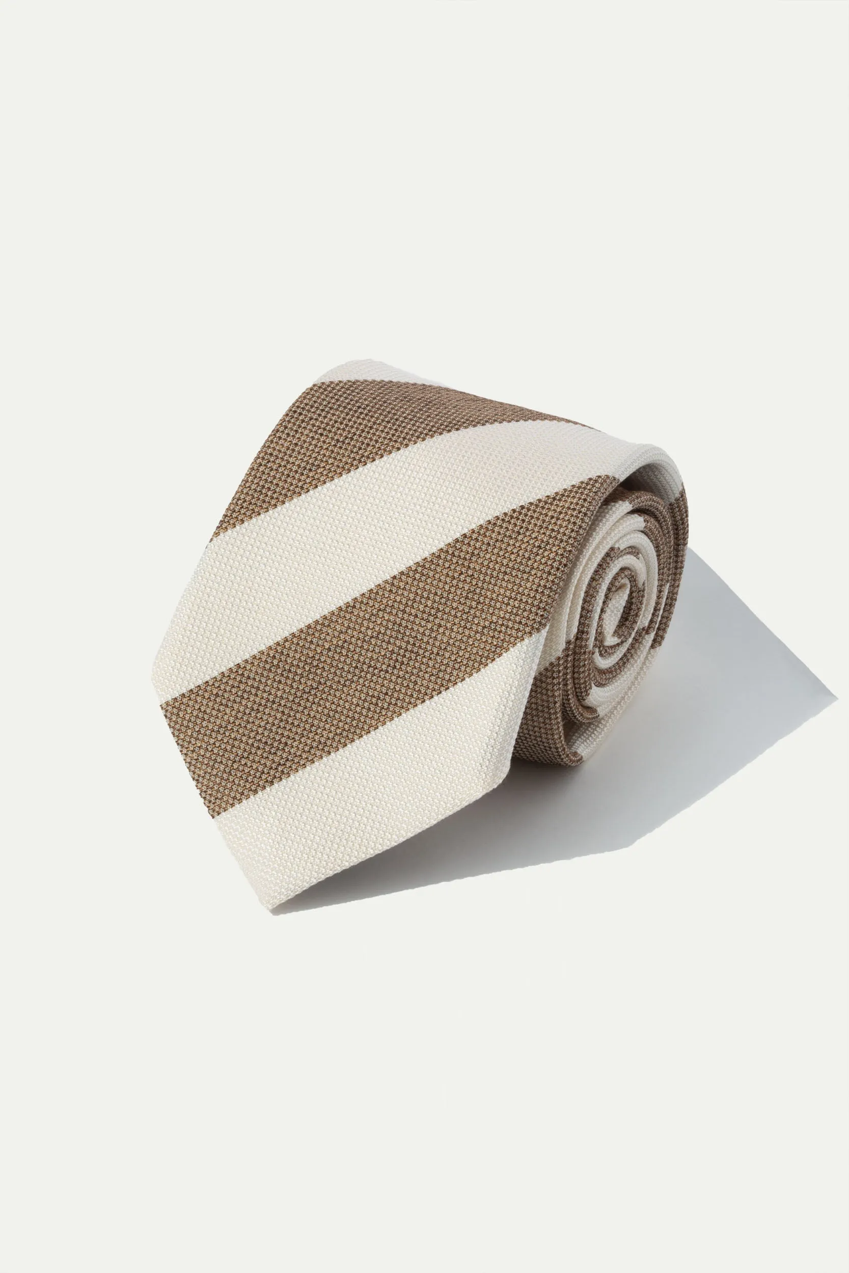 Taupe striped silk tie - Made In Italy sold by Pini Parma