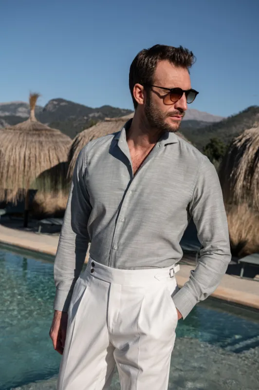Green chambray cotton shirt - Made in Italy sold by Pini Parma