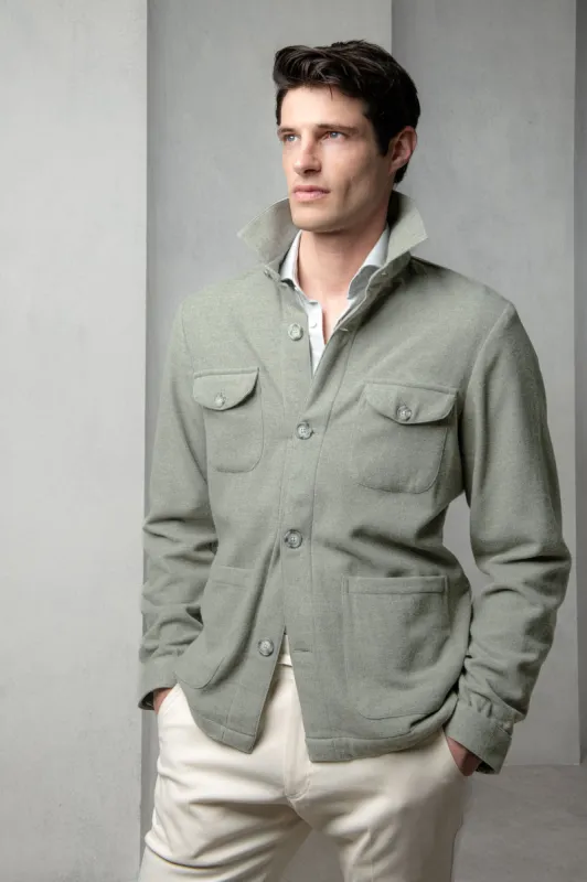 Sage Safari Jacket flannel Super 180s – Made in Italy sold by Pini Parma