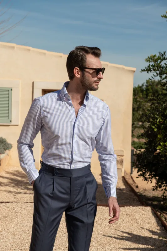 Button down light blue striped shirt ”Sartoriale collection”- Made In Italy sold by Pini Parma