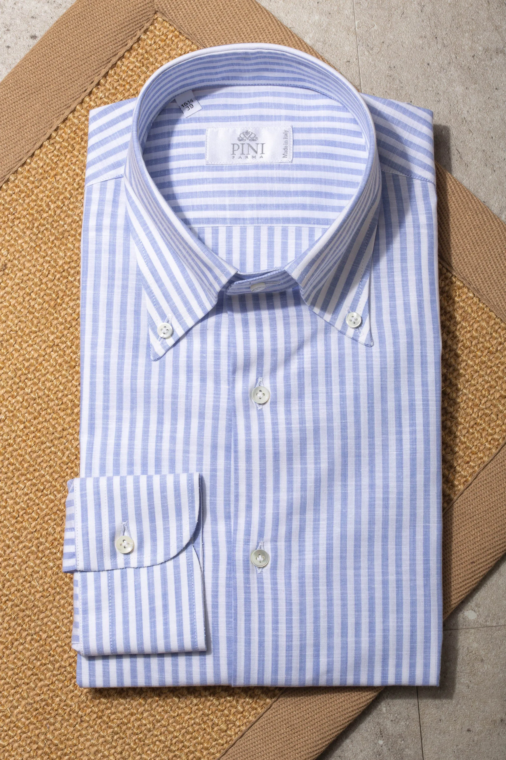 Button down light blue striped shirt ”Sartoriale collection”- Made In Italy sold by Pini Parma product image thumbnail 5
