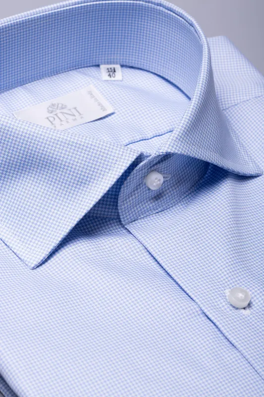 Houndstooth Light Blue Shirt - Made in Italy sold by Pini Parma