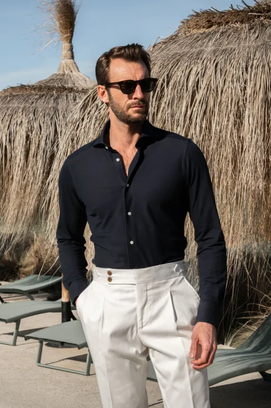 Navy jersey shirt - Made in Italy sold by Pini Parma