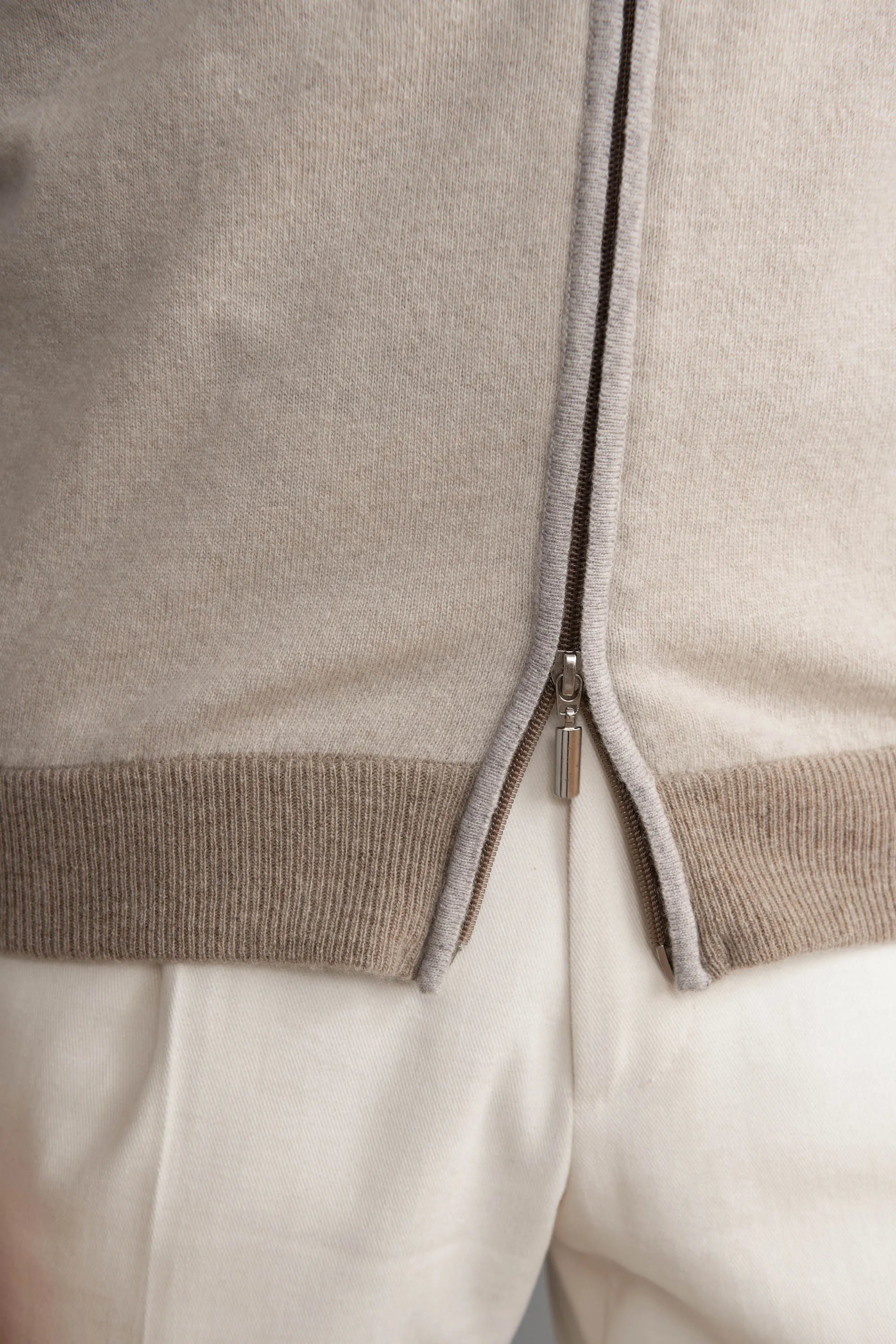 Beige and taupe full zip cardigan – Made in Italy sold by Pini Parma product image thumbnail 3