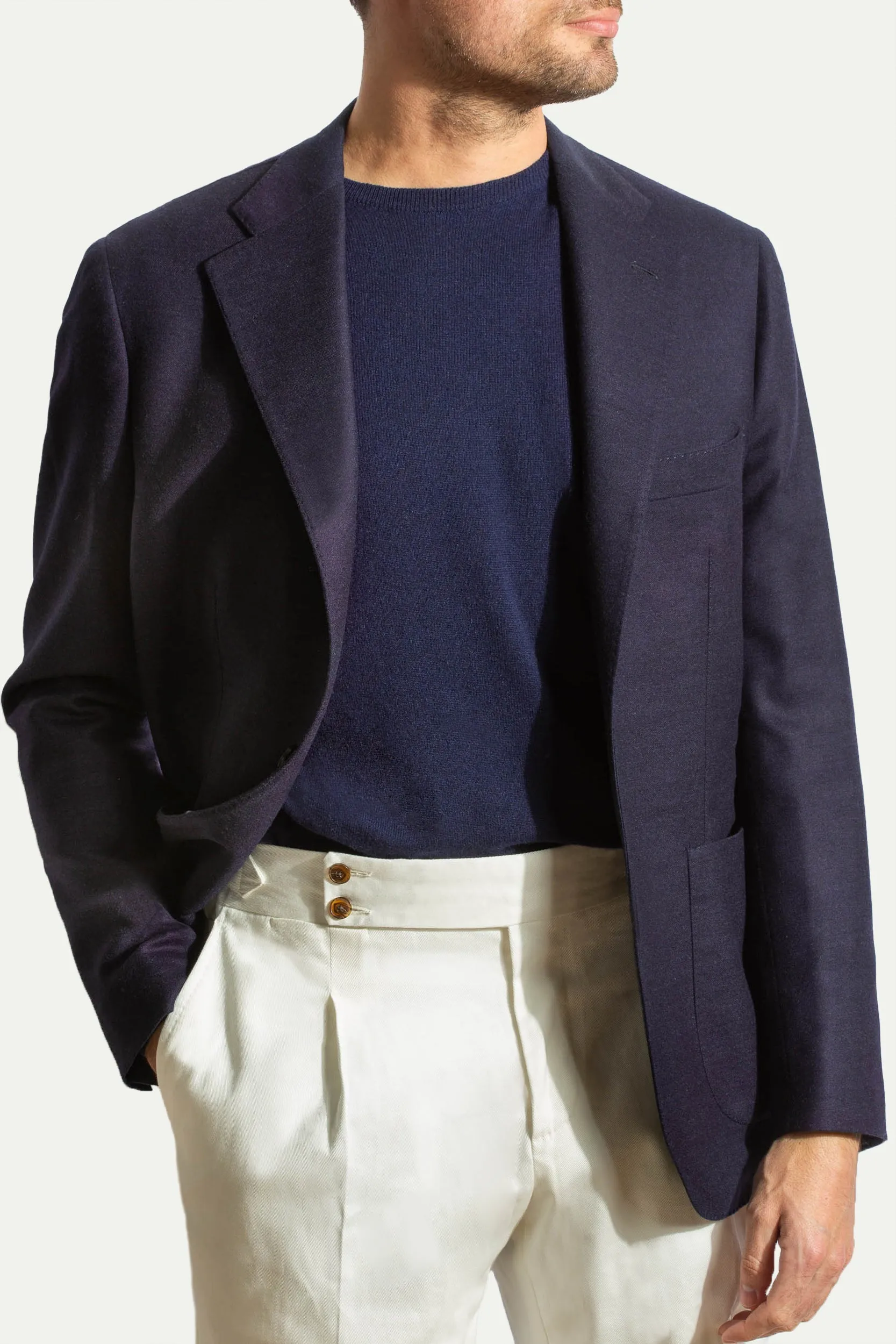Blue jacket in Loro Piana stretch wool - Made in Italy sold by Pini Parma