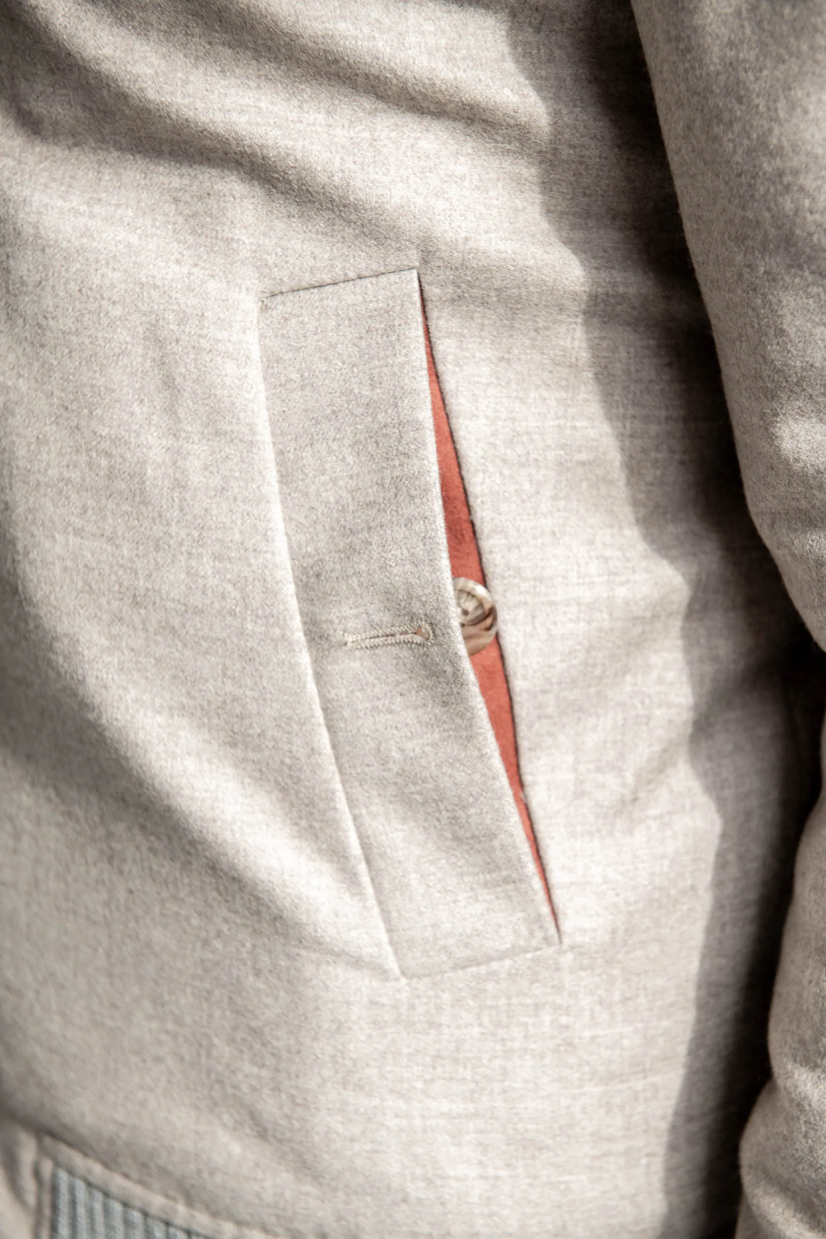 Taupe down bomber in Loro Piana wool – Made in Italy sold by Pini Parma product image thumbnail 5