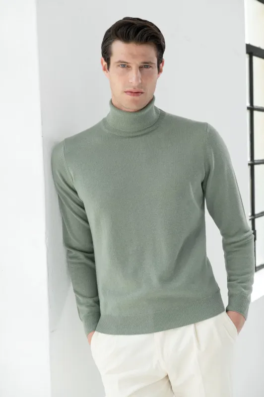 Sage cashmere turtleneck – Made in italy sold by Pini Parma