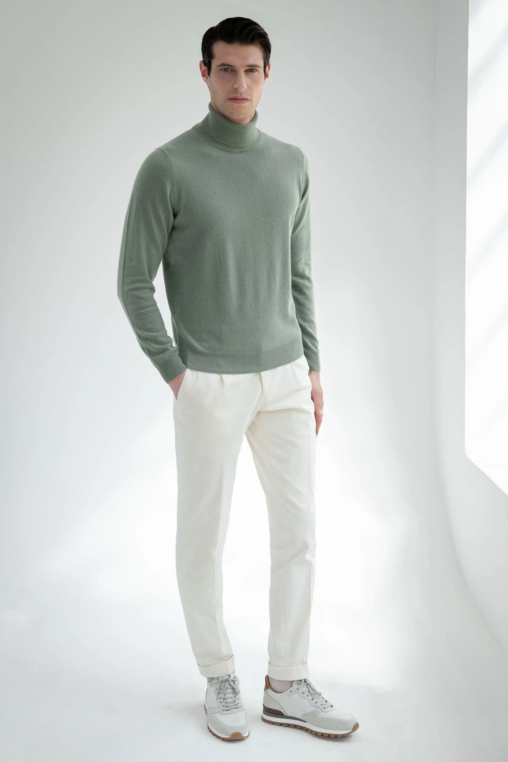 Sage cashmere turtleneck – Made in italy sold by Pini Parma product image thumbnail 4