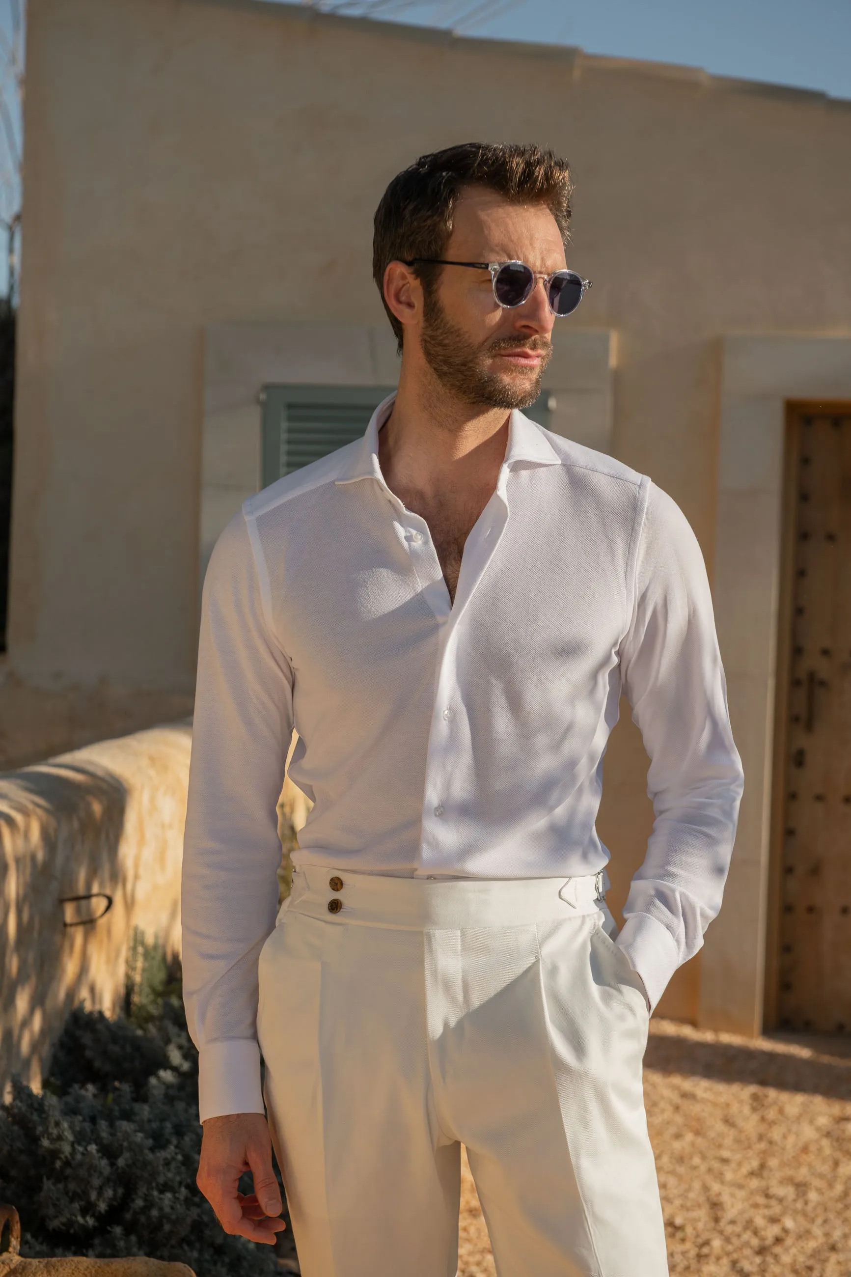 White jersey shirt - Made in Italy sold by Pini Parma
