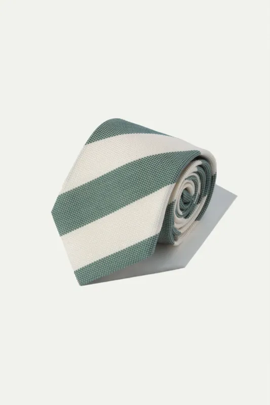 Green striped silk tie - Made In Italy sold by Pini Parma