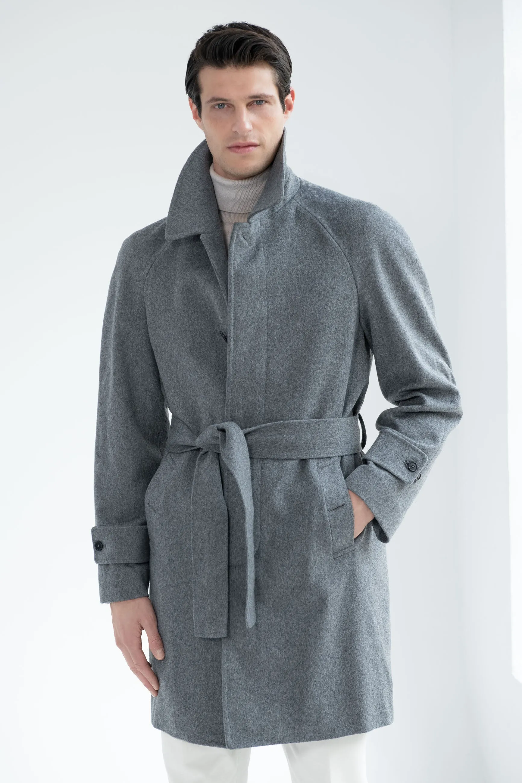 Grey raglan coat – Made in Italy sold by Pini Parma product image thumbnail 2