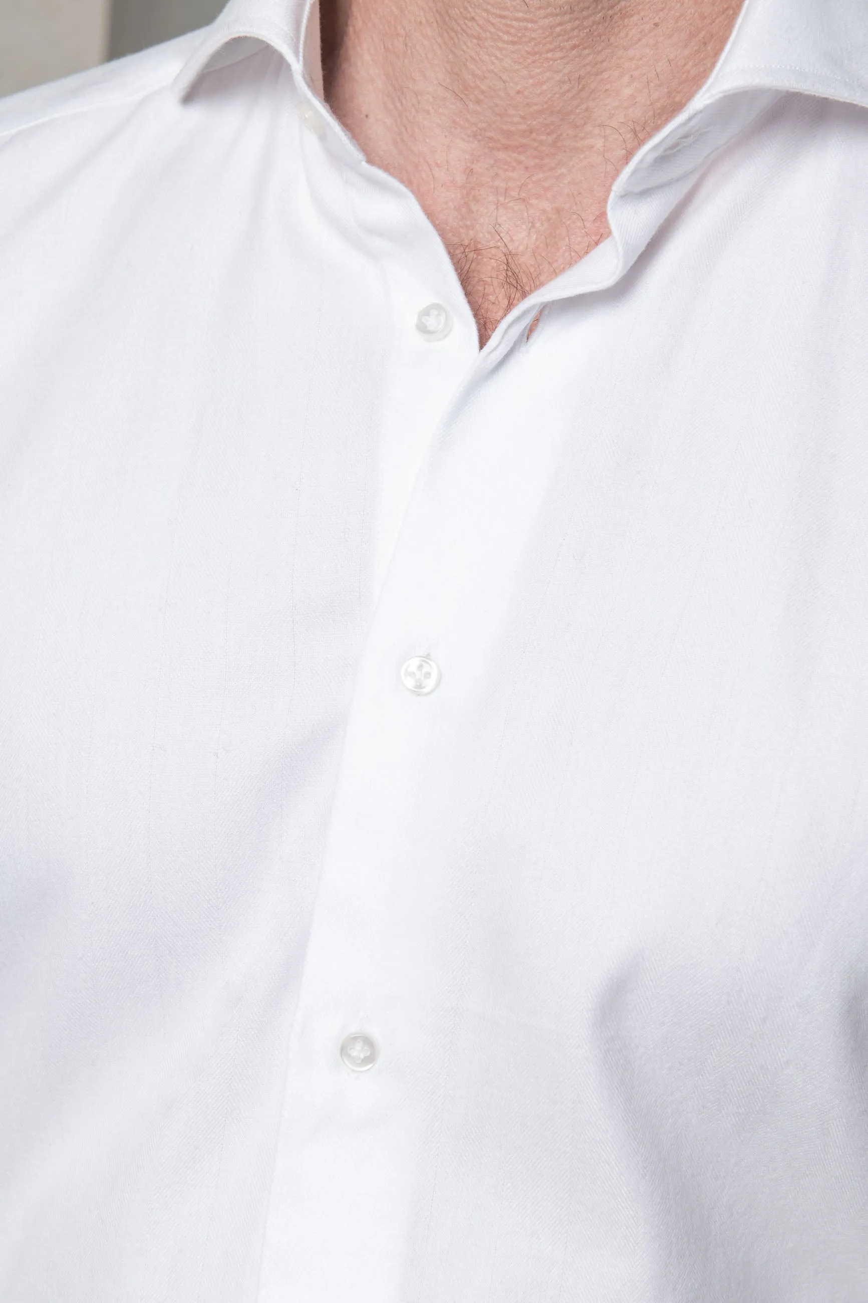 White herringbone cotton and Tencel™ shirt - Made In Italy sold by Pini Parma product image thumbnail 2