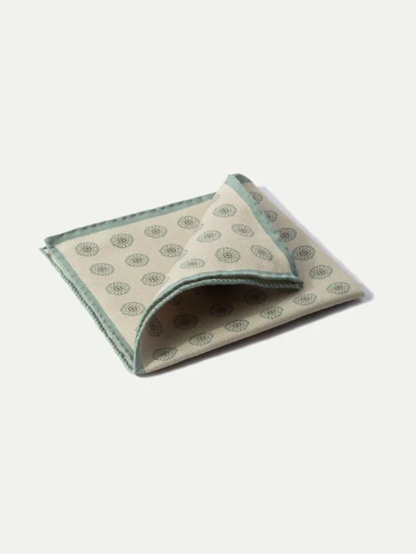 Beige and sage reversible pocket square - Made in Italy sold by Pini Parma