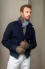 Blue Super 180's wool flannel bomber jacket – Made in Italy sold by Pini Parma