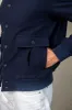 Blue Super 180's wool flannel bomber jacket – Made in Italy sold by Pini Parma
