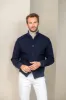 Blue Super 180's wool flannel bomber jacket – Made in Italy sold by Pini Parma