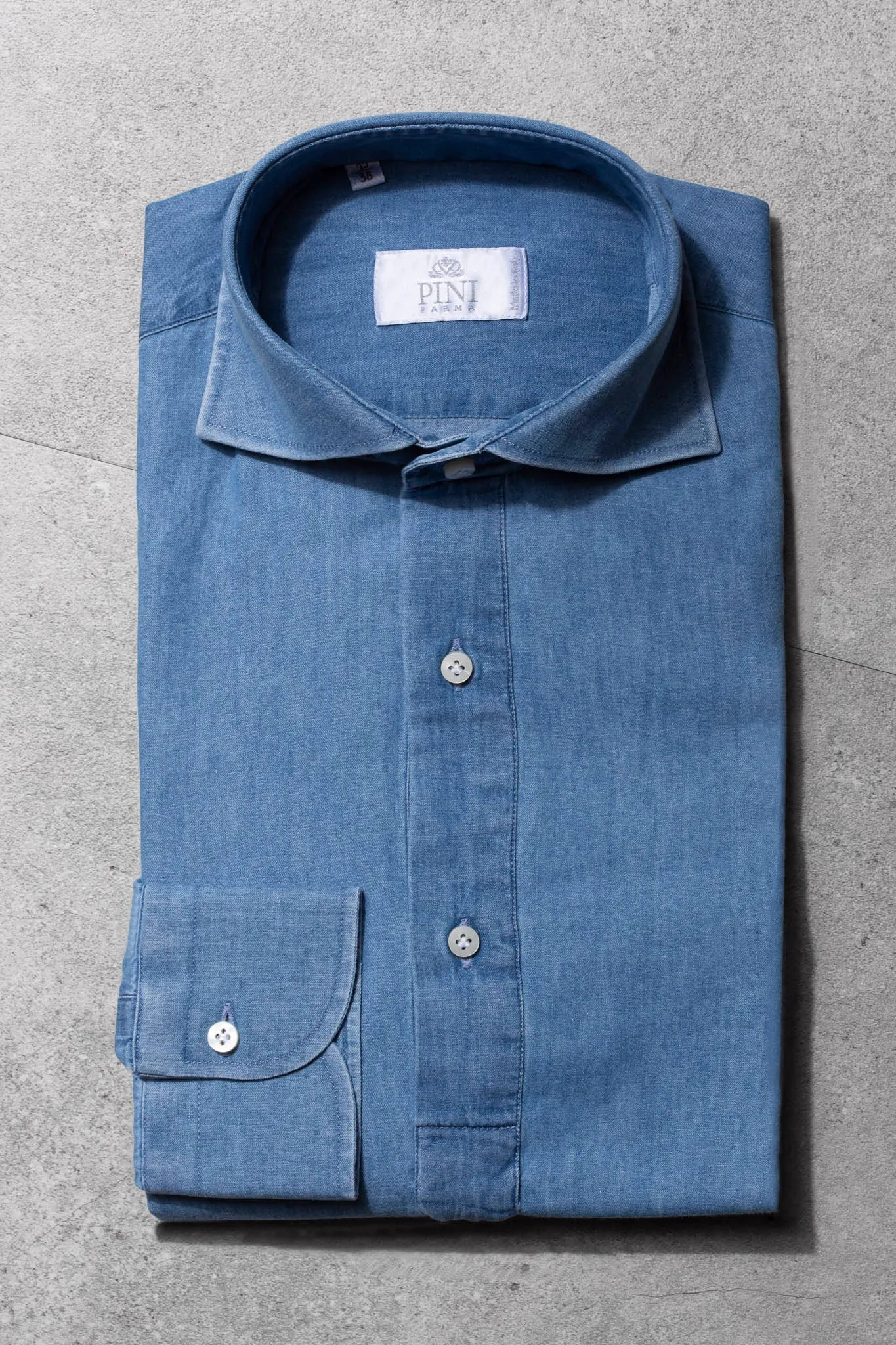Light blue denim popover shirt - Made in Italy sold by Pini Parma product image thumbnail 2