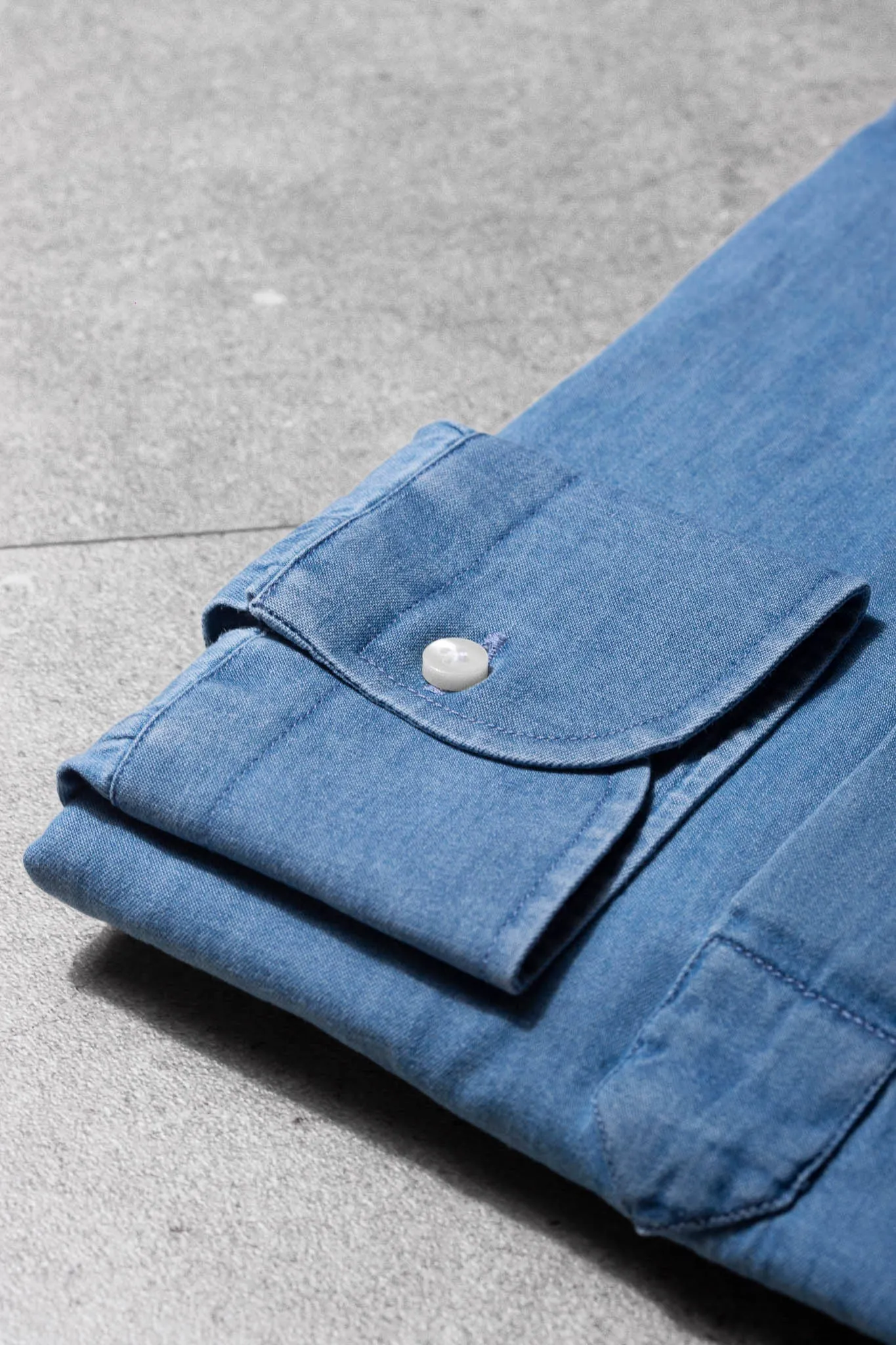 Light blue denim popover shirt - Made in Italy sold by Pini Parma product image thumbnail 4