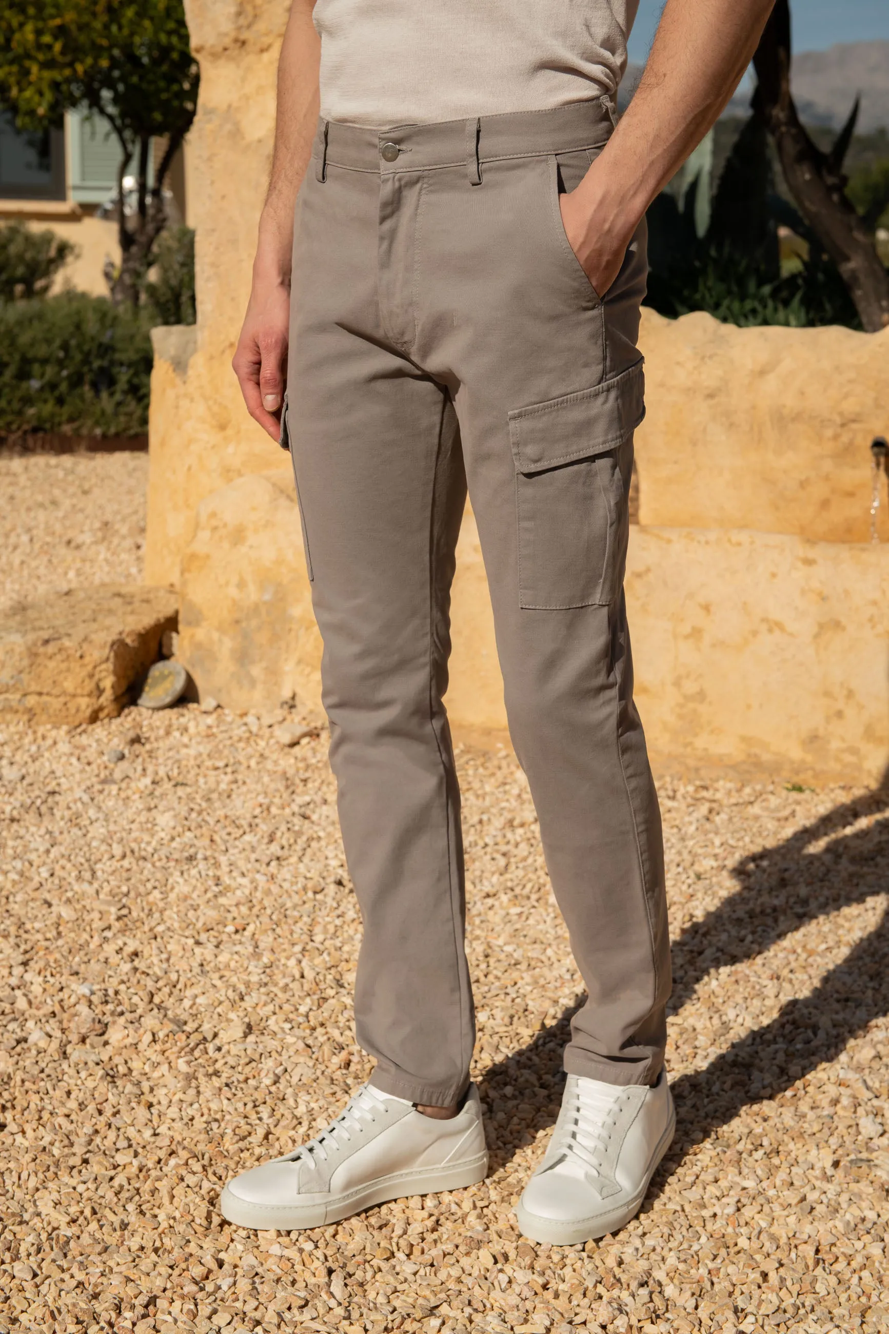 Grey stretch cotton cargo - Made in Italy sold by Pini Parma