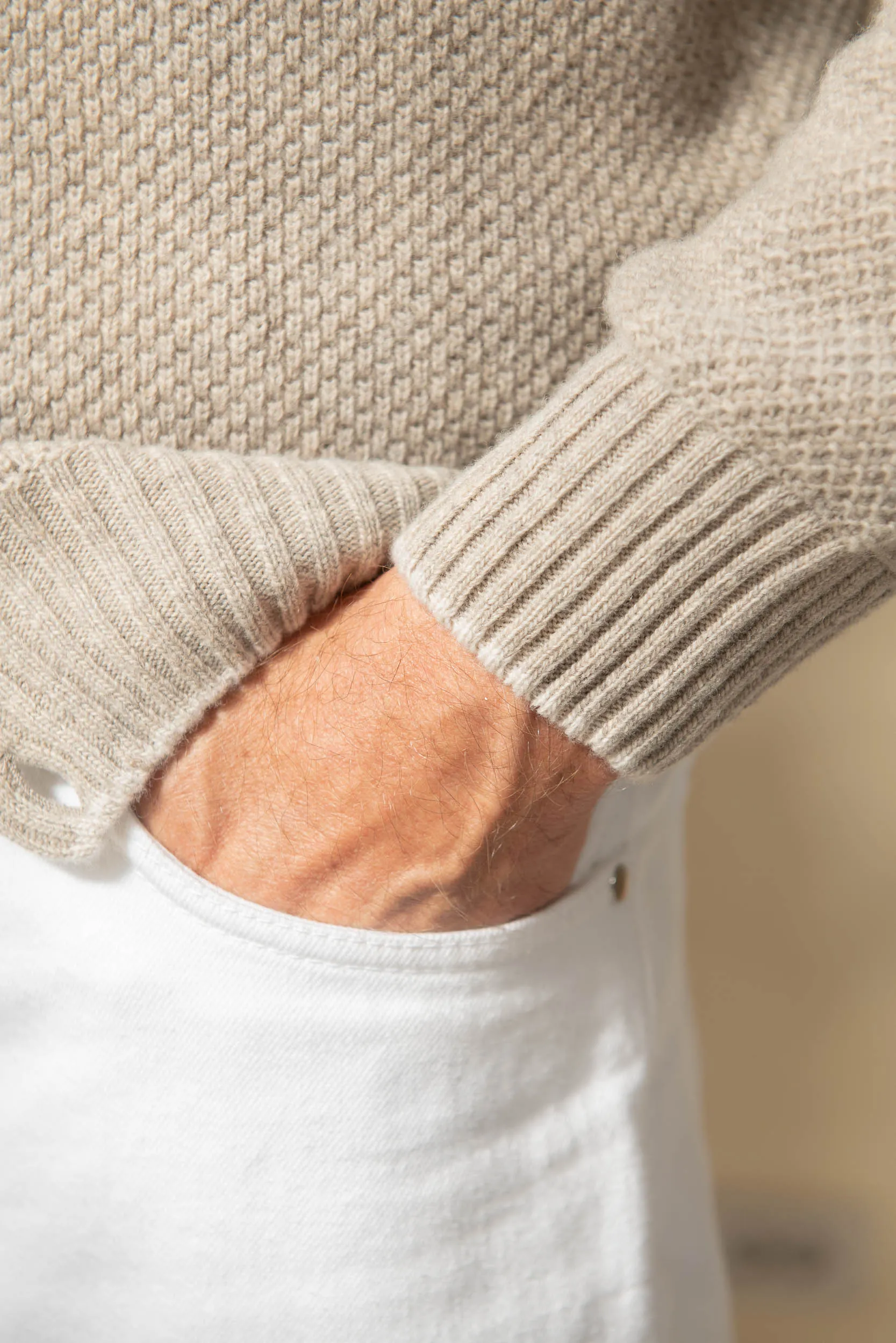 Beige textured cashmere blend cardigan – Made in Italy sold by Pini Parma product image thumbnail 5