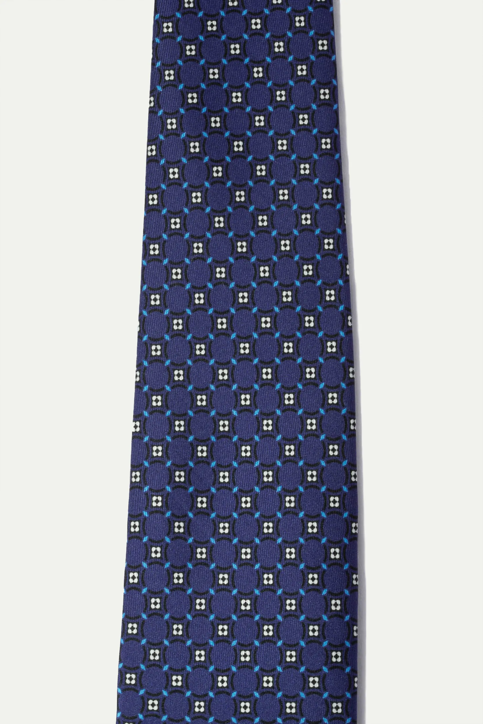 Navy fancy printed silk tie - Made In Italy sold by Pini Parma product image thumbnail 4