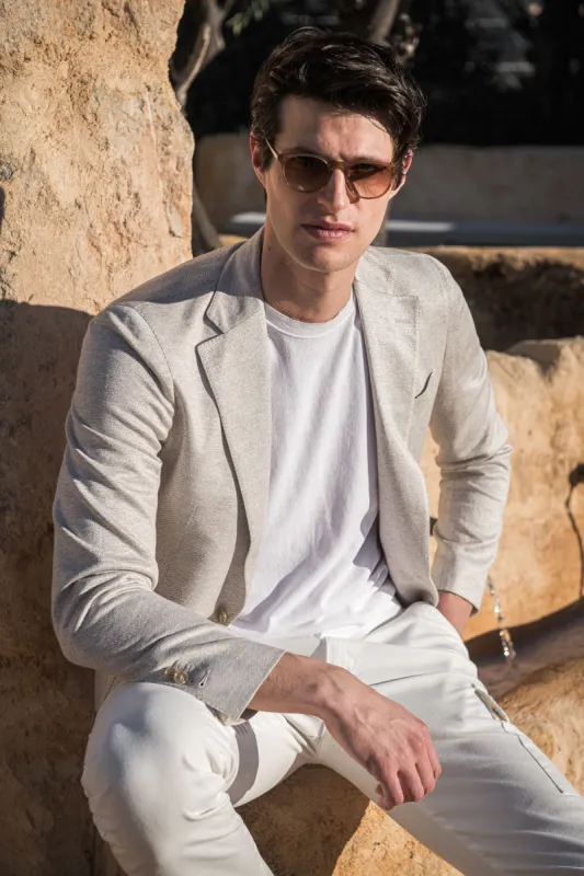 Beige jersey jacket - Made in Italy sold by Pini Parma